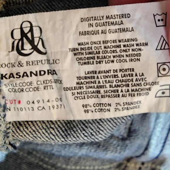 Rock & Republic Tall Bootcut Jeans Women 32X36 Kasandra Mid Rise Logo Pocket - Picture 7 of 8